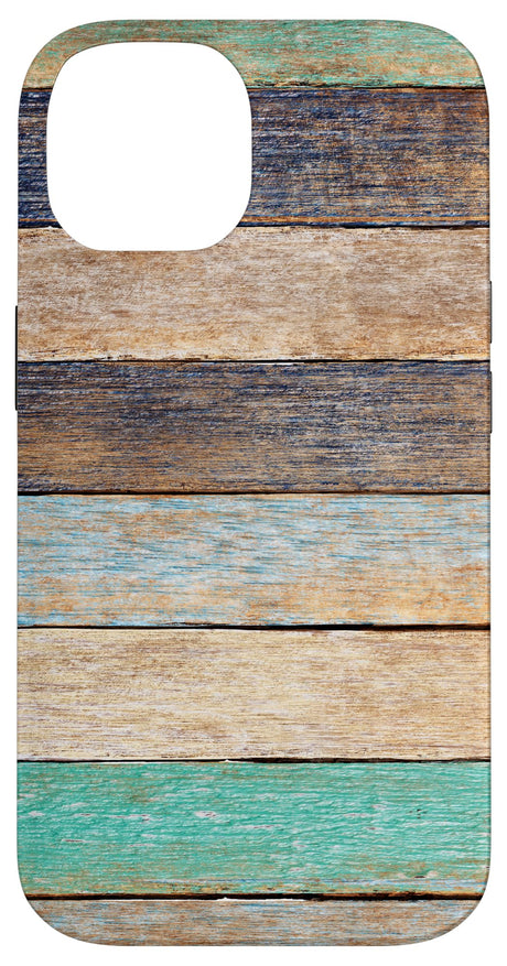 Turquoise Woodgrain Shiplap Rustic Farmhouse Wooden Panels Case for iPhone 14 Cute Rustic Shiplap Phone Case Co