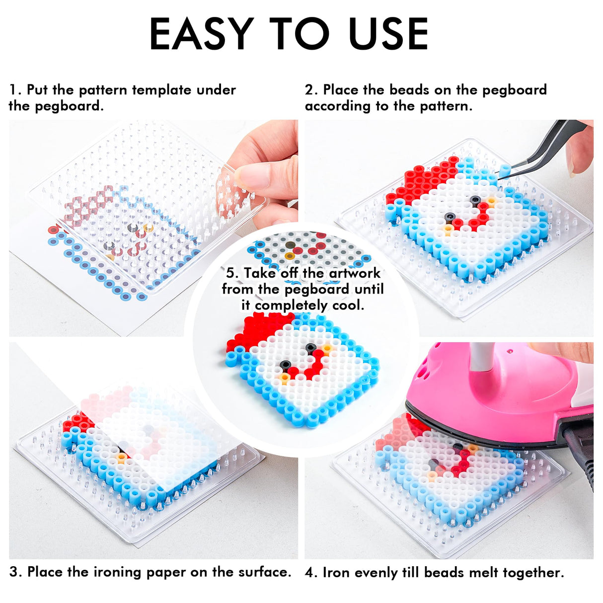 INSCRAFT 2 Buckets of Fuse Beads, 46,000 pcs 5mm Iron Beads for Kids Crafts, 30 Colors with 6 Pegboards, 10 Ironing Paper, 20 Patterns, Gifts for Birthday Christmas, Multicolor Refill Kit INSCRAFT