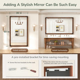 TokeShimi 60x36 Inch Rustic Wooden Framed Bathroom Mirror Over Sink, Pine Wood for Farmhouse Mirror, Water-Proof, French Cleats Installation, HD-Reflection and Shatter-Proof Glass TokeShimi