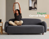 AMERLIFE Sofa, Curved Sofa with Deep Seat, 3 Seater Cloud Couch, Boucle Couch for Living Room, Grey AMERLIFE