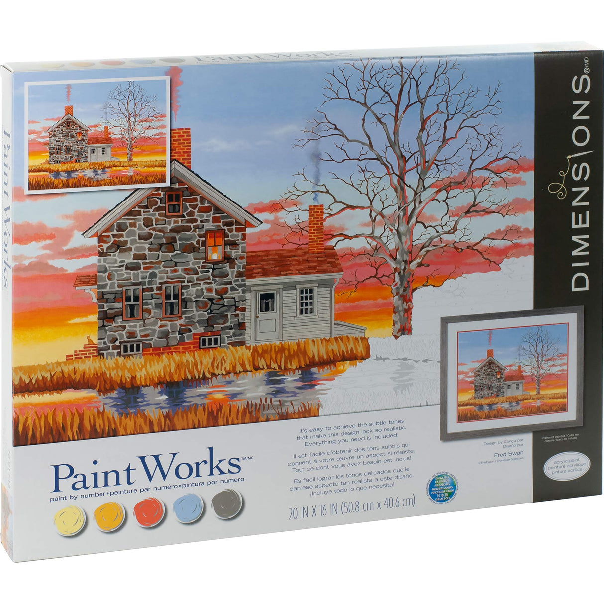 Dimensions 73-91743 Home at Sunset Paint by Numbers Kit, 20'' x 16' Dimensions