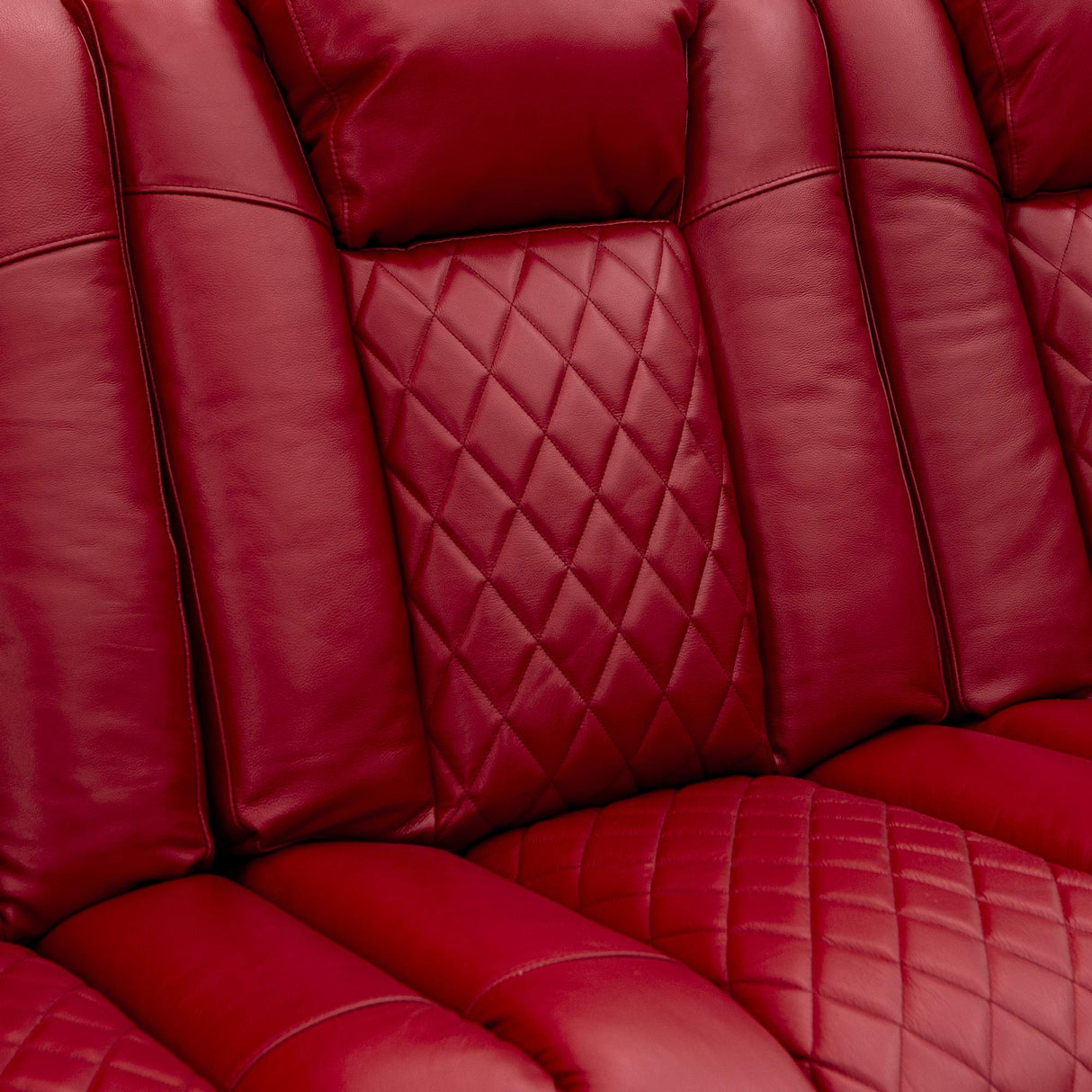 Seatcraft Anthem Home Theater Seating Living Room - Italian Leather - Power Recline Sofa - Fold-Down Table - Powered Headrests - Arm Storage - AC/USB and Wireless Charging - Cup Holders, Red Seatcraft