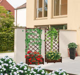 Anraja Raised Garden Bed Planter with Trellis Outdoor Wood Box 67in Set of 2 Flower Standing Planter Box Privacy Lattice Panels with Legs for Patio Porch w/Drainage Holes Anraja