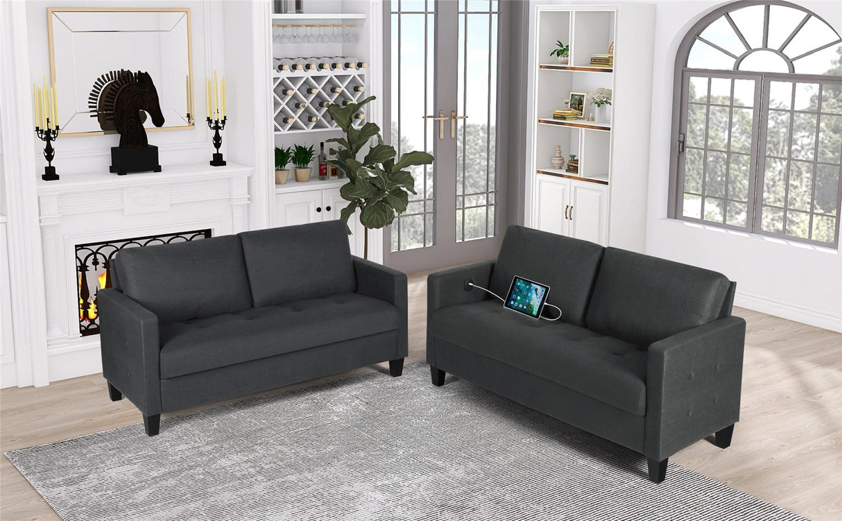 STHOUYN Comfy Loveseat Sofa Small Grey Couch, Small Love Seat Bedroom, Mid Century Modern Couches Living Room Dorm Office, 2 Seater Couch Deep Seat Sofas, 57”W (Dark Grey (Loveseat)) STHOUYN