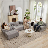 MAXMXX 117”L Shaped Modern Sofa Modular Sectional Cloud Couch with Ottoman,Oversized Boneless Sofa,3+1 Seater Chenille Deep-Seat Sofa with 3 Pillows,Suitable for Living Room or Bedroom (Grey) MAXMXX