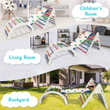 FOOWIN Pikler Triangle Set Climber 8 in 1，Toddler Climbing Toys with Ramp & Arch & Mat Montessori Climbing Set，Wooden Climbing Toys with Ramp for Kids FOOWIN