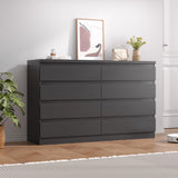 Jocoevol Modern Black 8 Drawer Dresser for Bedroom, 15.3" D x 55.2" W x 32.3" H Simply Chest of Drawers, Wood Storage Dresser with Deep Drawers for Living Room Hallway Entryway, Black Jocoevol