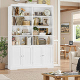 FACBOTALL 73.1" Tall Bookcase and Bookshelf, Wide Bookshelf with Doors and Adjustable Shelves, 6 Tier Large Bookshelf with Storage, Tall Storage Cabinet for Living Room, Home Office, White FACBOTALL
