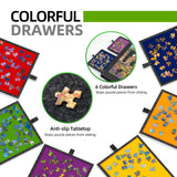 LAVIEVERT 1500 Piece Tilting Jigsaw Puzzle Board with 2-in-1 Puzzle Stand & Cover, Lightweight Puzzle Boards with 6 Drawers, Portable Felt Puzzle Table Puzzle Storage for Adults - Dark Gray LAVIEVERT