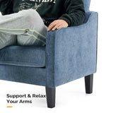 VINGLI Mid Century Modern Accent Chair,Navy Blue Chenille Chairs for Living Room Upholstered Armchair with Scooped Arms for Bedroom,Apartment,Studio,Office,Waiting Room VINGLI