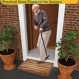 Wooden Step Platform 3.8" Height, Outdoor Steps with Non-Skip Pads for Seniors, Acacia Wood Step Stools for Adults, Stool for Bed, Bathroom, Kitchen, Garden, Stair Assist (No Assembly Required) Buruis