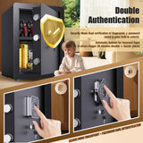 2.3 Cu Ft Safe Box Quick-access Gun Safe with Adjustable Shelf Safes for Home Documents Biometric Fingerprint Safe Box Waterproof With Alarm Lock box for Office Hotel Home ZIWJHK