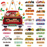 Suzile 43 Pcs Interchangeable Christmas Welcome Sign for Front Door Farmhouse Truck Porch Hanging Decor with 42 Interchangeable Seasonal Sign Wooden Wall Outdoor Christmas Thanksgiving Ornament(Red) Suzile
