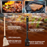 Zhaoyao BBQ Mop Brushes for Sauce and Cast Iron Sauce Pot for Grilling, 2PCS Wooden Handle Mop Brushes 18+11 Inch with 4PCS Replacement Silicone BBQ Basting Brush for Cooking Grill Spatula Zhaoyao