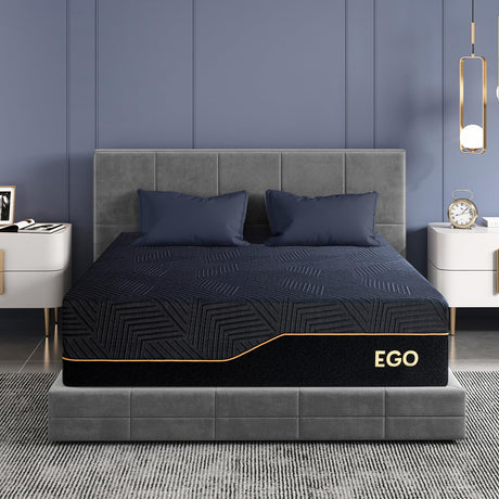EGOHOME 14 Inch King Mattress, Copper Gel Memory Foam Mattress for Pain Relief, Therapeutic Mattress in a Box, CertiPUR-US Certified, Fiberglass Free Medium Mattress, Black MLILY