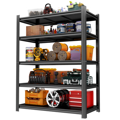 78" H Garage Shelving, 2500 LBS Heavy Duty Storage Shelves, Adjustable 5 Tier Metal Shelving Unit, Standing Shelf for Storage, Industrial Metal Utility Shelves for Workshop, Basement, Home Office