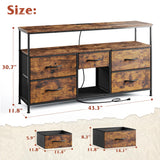 EnHomee TV Stand Dresser for Bedroom with 5 Drawer,Entertainment Center for 50 inch Television, Media Console Table with Storage, Open Shelf, Living Room,Rustic Brown EnHomee