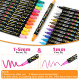 Acrylic Paint Pens Acrylic Paint Markers Set: 24 Dual Tip Acrylic Markers Wood Rock Painting Kit Wine Glass Fabric Permanent Clothes Plastic Canvas Ceramic Scrapbook Fine Gel Arts Crafts Supplies Kids Muchcute