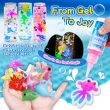 Make 3 Sensory Bottle, Glow-in-The-Dark Magic Gel Water Fairy Toy, DIY 100+ Aqua Water Squishy kit with 18 Shape Molds, 100ml Gels, 5L Bucket, Shell, Glitter, Pom-Poms, Arts Crafts for Kids Craft Spot!