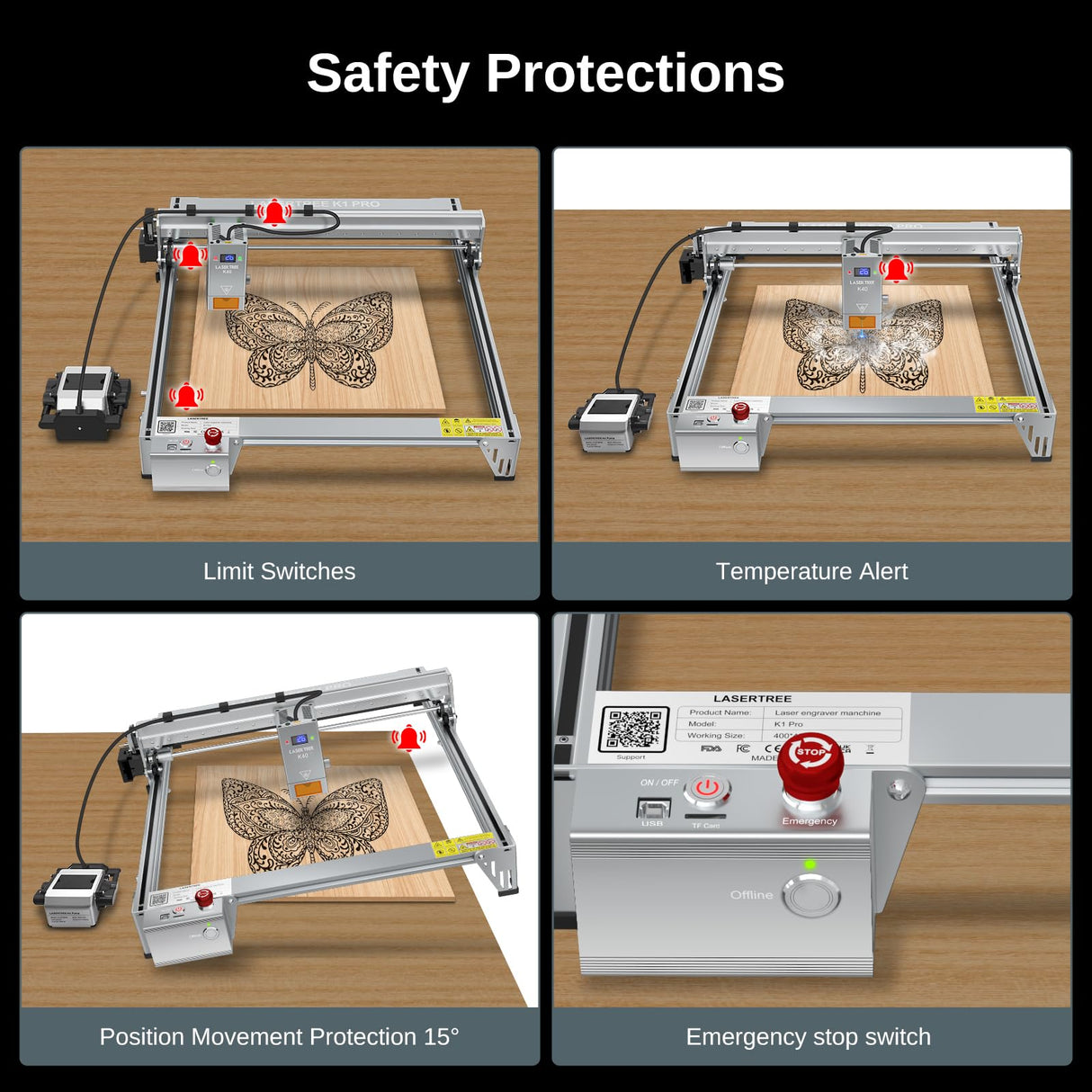 LASER TREE Laser Engraver Machine, 40000mW(40W+) Output Power Laser Cutter with Air Assist Pump, High Precision Laser Cutter and Engraver for Wood and Metal, Paper, Acrylic, Glass, Leather etc LASER TREE