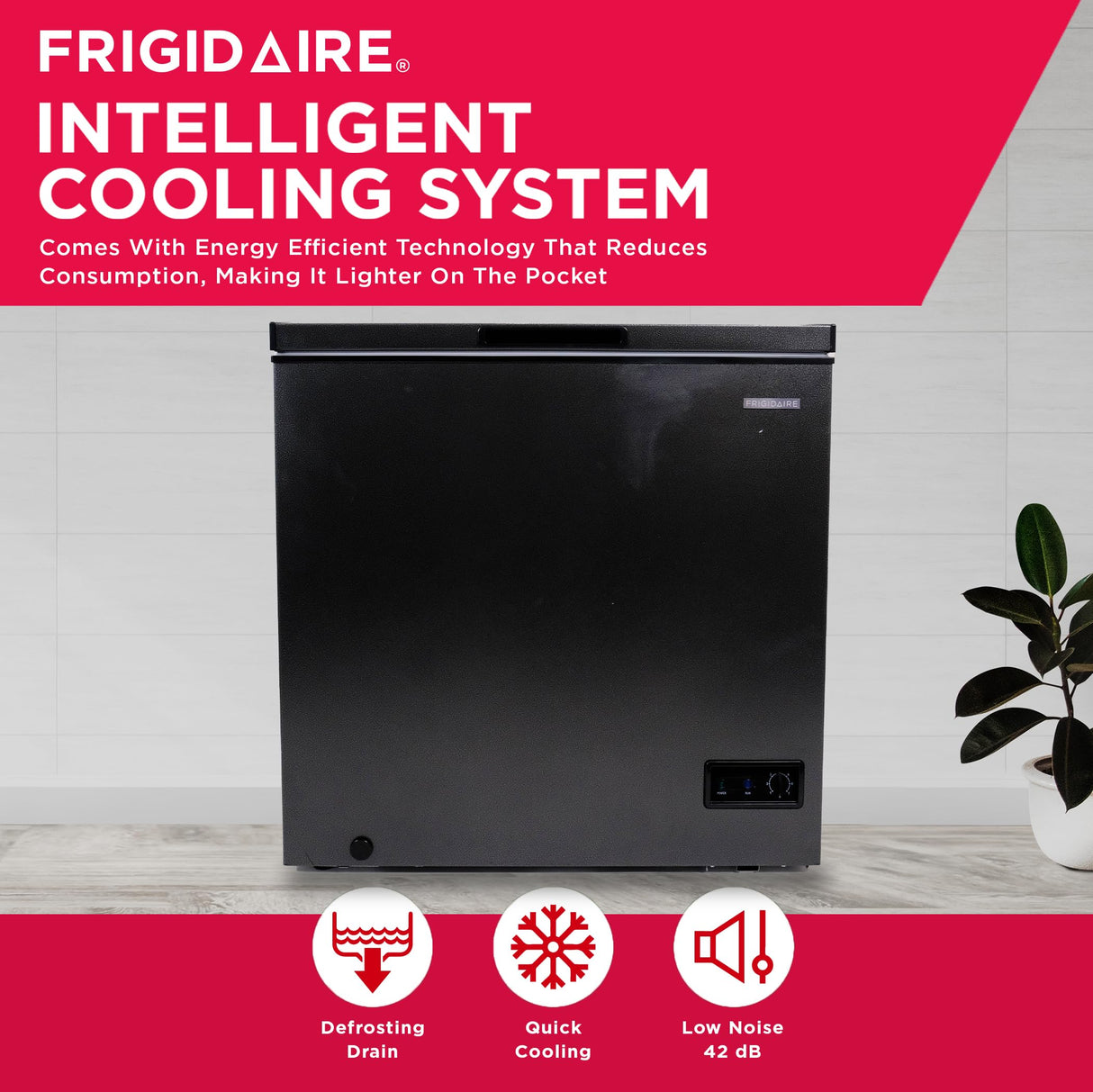 Frigidaire EFRF70136COM Chest Deep Freezer, 7 Cu. Ft. Capacity, Granita Rugged Design-Adjustable Thermostat-Removable Vinyl Coated Wire Basket-Easy Defrost Drain Frigidaire