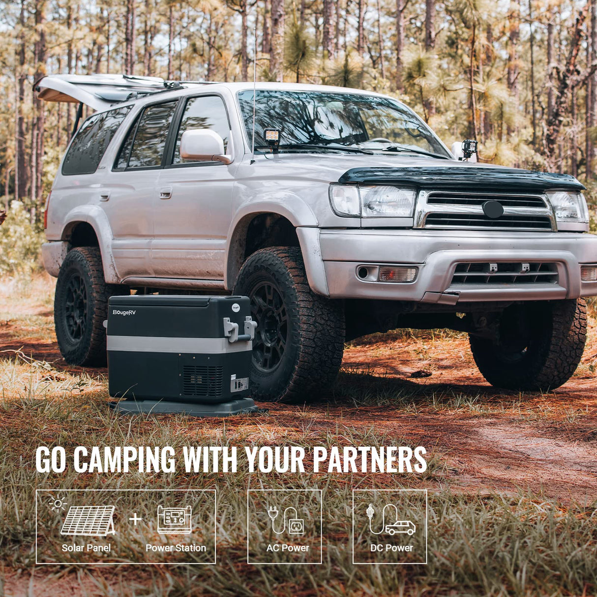 BougeRV 12V Refrigerator Fridge Freezer Portable Car Fridge 42 Quart Electric Cooler 12V/24V DC 110~240V AC for RV Camper Truck Jeep Pickup SUV Van Boat Camping Tailgating Road Trip Outdoor Travel BougeRV