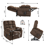 REHOUSING Oversized Power Lift Recliner Big Man 400lbs, Extra Wide Recliner Chair with Lifts Vertically for Elderly, Features Cup Holder, Heat and Massage, Zero Gravity Lay Flat for Adults (Brown) REHOUSING