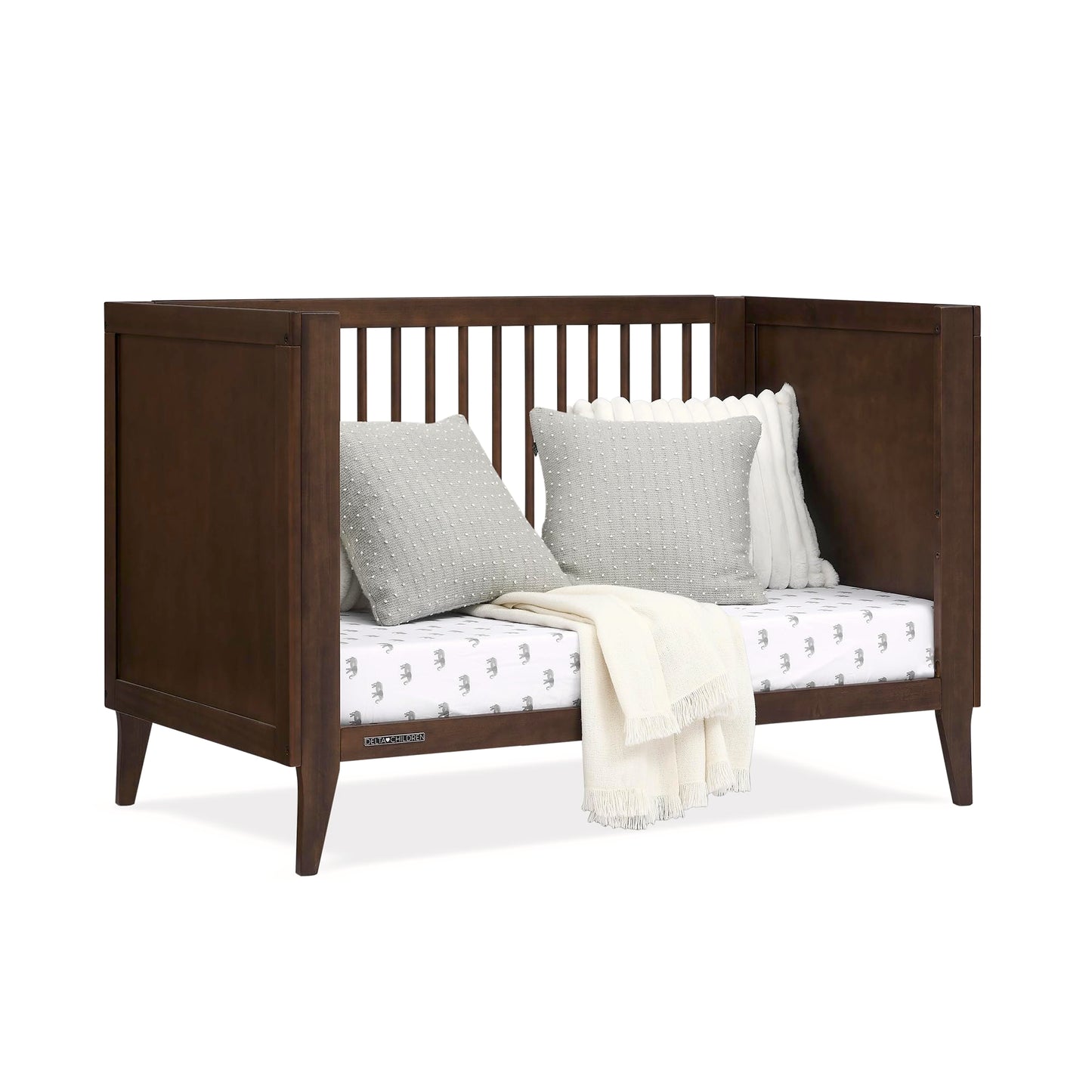 Delta Children Ollie 4-in-1 Convertible Crib - Greenguard Gold Certified, Walnut Espresso - WoodArtSupply