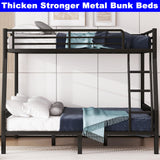 Kntyr Upgraded Version Thicken Metal Full XL Over Queen Bunk Bed, Stronger Heavy Duty Steel Bunk Bed Full Over Queen Size, Best Bunkbed Frame for Adults, Easy Assembly, Black (Full XL Over Queen) Kntyr