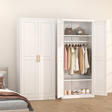 TIMELESS PIECES Metal Wardrobe Cabinets，Armoire Wardrobe Closet with Hanging Rod,Clothes Storage Cabinet with Adjustable Shelves and Doors, Clothing Cabinet for Bedroom, Office, Laundry Room TIMELESS PIECES
