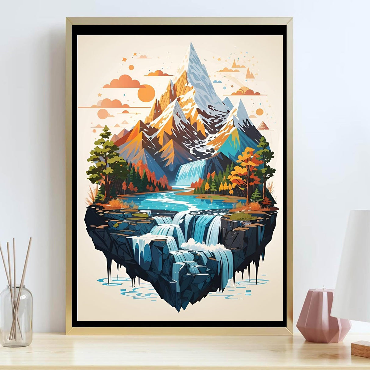 GMETINC 5D Diamond Painting Kits for Adults, Floating Mountain Scene Diamond Art Kits for Adults Beginner, DIY Full Drill Diamond Dots Paintings with Gem Art and Crafts Home Wall Decor 12x16inch GMETNIC