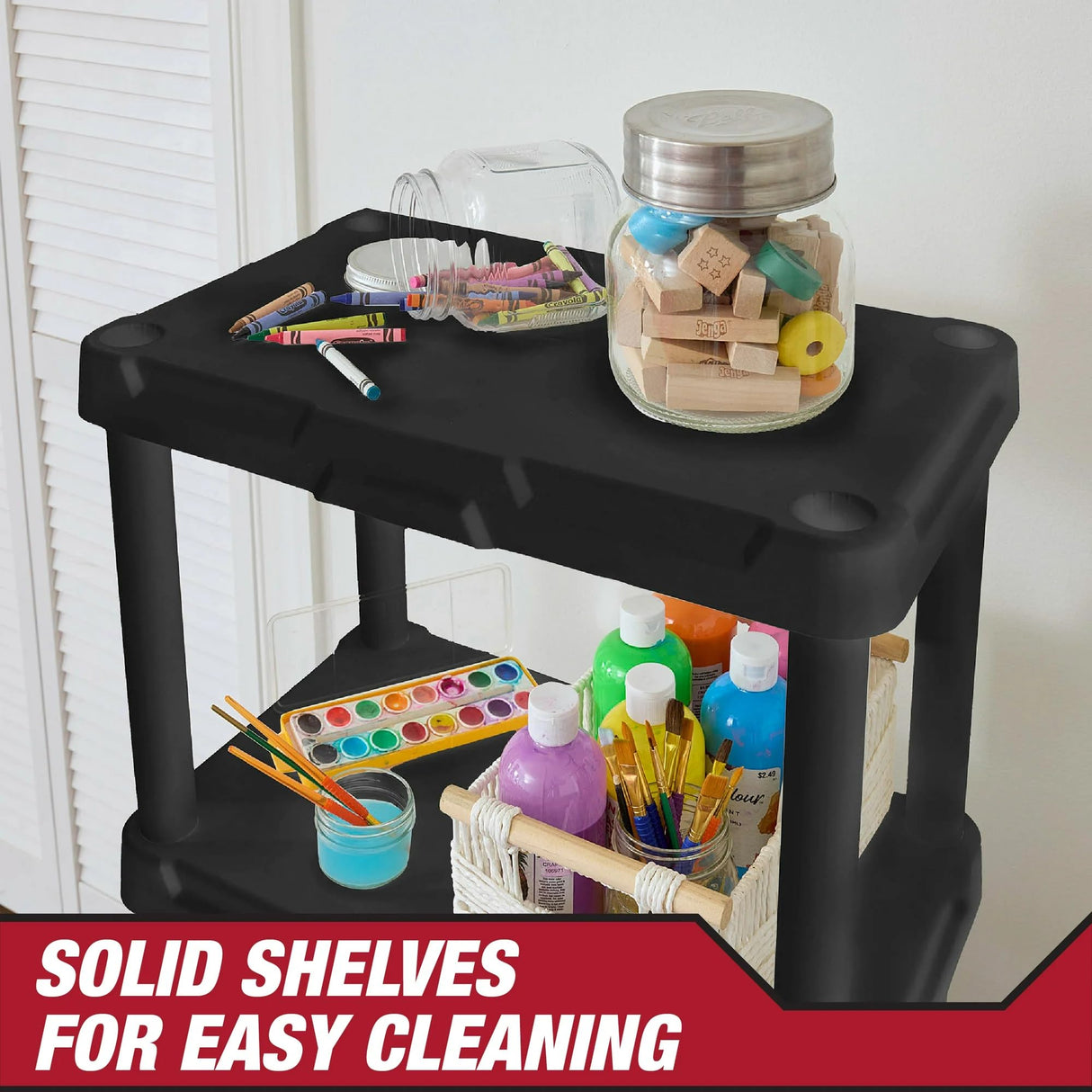 POMILER 4-Shelf Plastic Storage Shelves 200lb Capacity 22" W x 14" D x 47" H Shelving Unit Storage Organizer for Bathroom, Laundry, Garage & Home, Storage Rack - Black POMILER