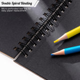 Drawing Sketchbook Kit, A5 Sketch Book with 36 Color Pencils, Three Color Black Sketch Pad, Acid-Free Sketch Pad for Kids, Artist, Art Paper Drawing Supplies for Gifts (5.8×8.3 inch) Prudiut