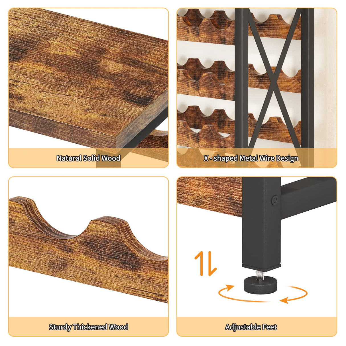 Homeiju 56-Bottle Freestanding Wine Rack, Wooden Wine Rack Storage Shelf, Stackable Wine Bottle Rack with Tabletop for Living Room,Kitchen or Wine Homeiju