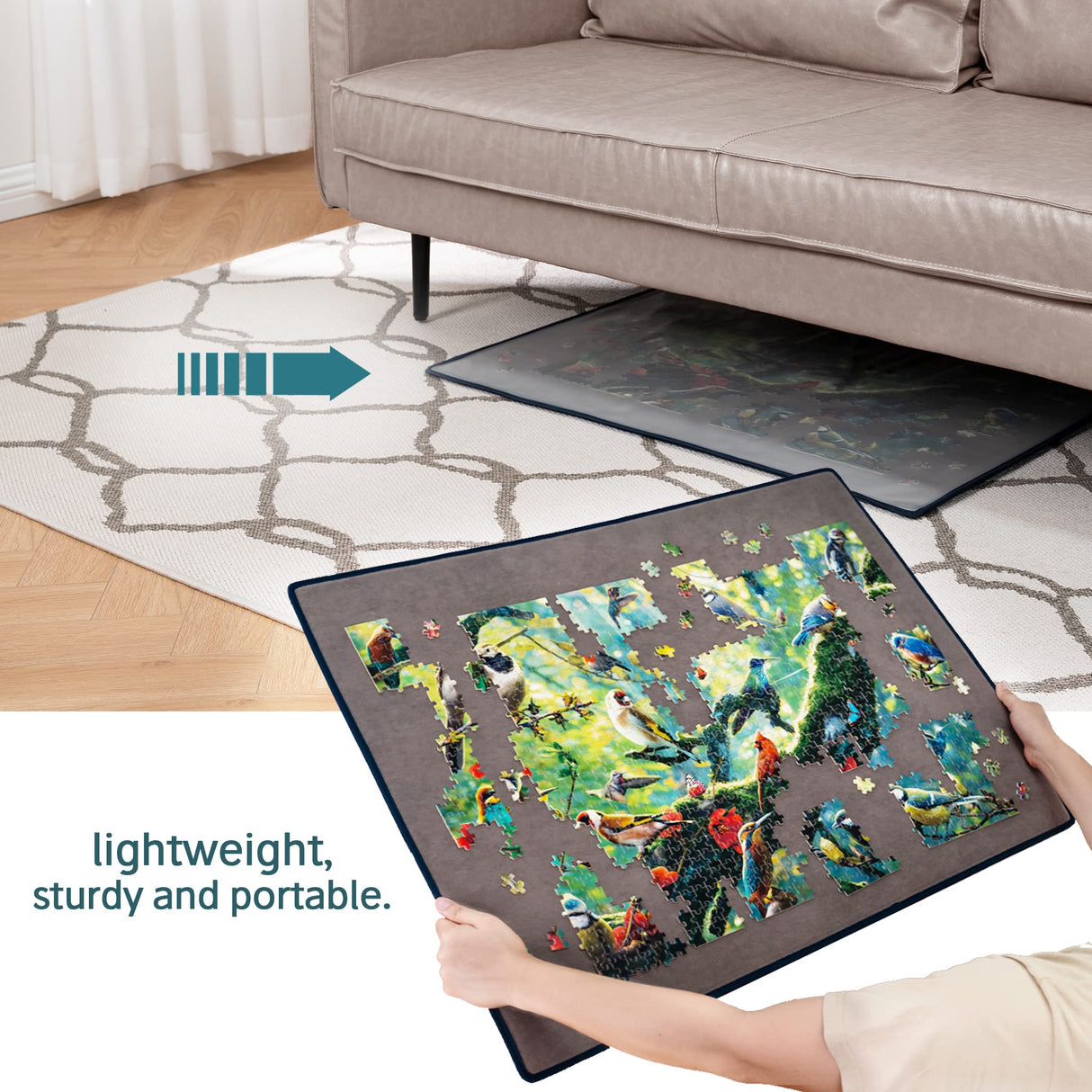 Tektalk Jigsaw Puzzle Board Portable Puzzle Mat with Puzzle Dustproof Cover for Puzzle Storage Puzzle Saver, Non-Slip Surface, Up to 1500 Pieces - Gray Tektalk