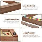 Yaheetech 53× 44.5in Wood Sand Box for Kids Ages 3-8, Sandboxes for Backyard Patio Garden Beach Outdoor Play Use, w/Fabric Liner Funnel Chutes Spinning Wheel & 2 Storage Compartments Yaheetech