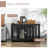PawHut Furniture Style Dog Crate with Openable Top, Big Dog Crate End Table, Puppy Crate for Small Dogs Indoor, Spacious Interior, Pet Kennel, Brown, Black PawHut