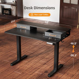 Seang Electric Standing Desk with 2 Drawers, Adjustable Standing Desk with Storage Shelf, Height Adjustable Stand up Desk for Home Office with 3 Presets & 2 Hooks,48 Inch, Black Seang