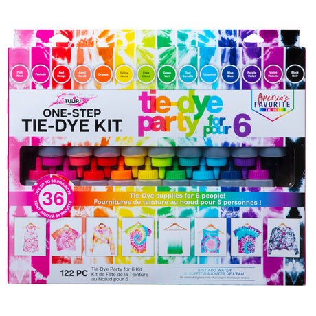 Tulip One-Step Tie-Dye Kit Party Supplies, 18 Bottles Tie Dye, Rainbow, 1 Count (Pack of 1) Tulip