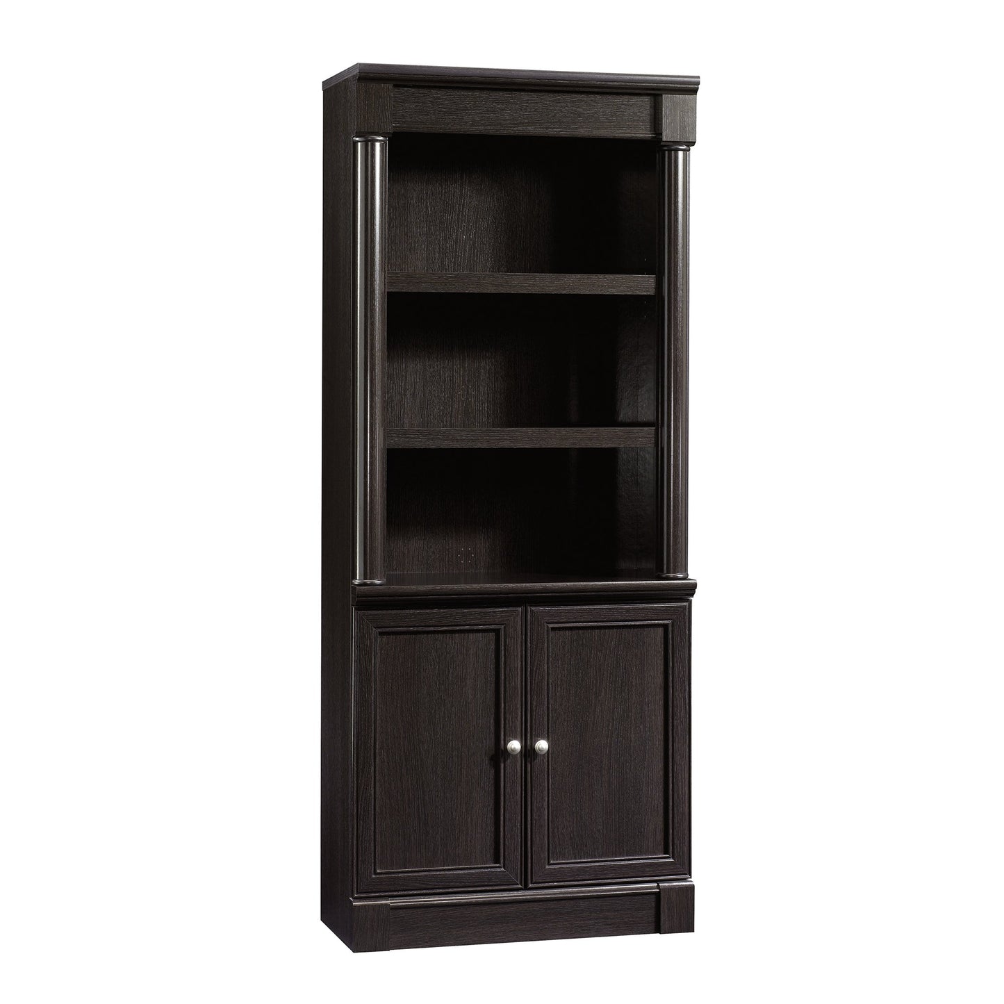 Sauder Palladia Library with Doors/Book Shelf, L: 29.37" x W: 13.90" x H: 71.85", Wind Oak finish - WoodArtSupply