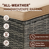 ZJEYEJZ 6 Pieces Patio Furniture Set - All-Weather Outdoor Wicker Sectional Conversation Sofa, Rattan Patio Seating Sofa Set with 4'' Cushion and Glass Table for Porch Poolside, Brown ZJEYEJZ