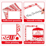 Lonfliness 50 Set Peppermint Christmas Letterhead with Paper Envelopes Candy Cane Christmas Border Computer Print Paper Stationery for Note Letters to Santa Invitations Office School 8.5 x 11 In Lonfliness