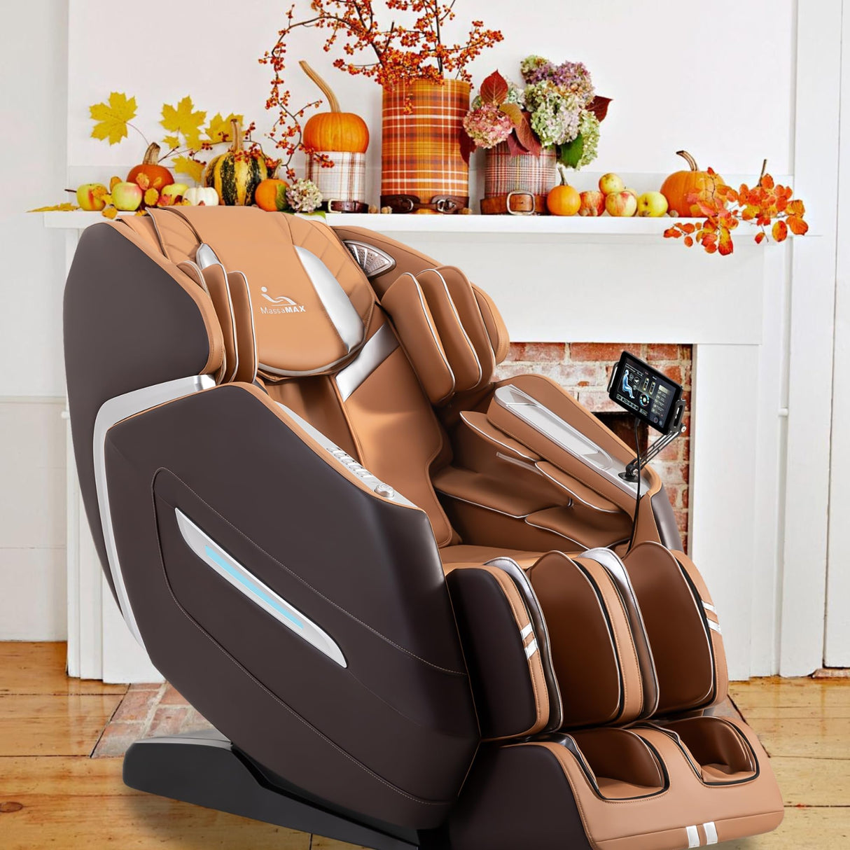 MassaMAX A580 2026 4D Massage Chair for Big & Tall People Full Body Massage Up to 6'10" & 500 lbs, Yoga Stretch, AI Voice Control, 22 Modes, 59" SL Track, Auto Footrest Extension, and Heating (Brown) MassaMAX
