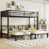 Mirightone Triple Bunk Bed Metal 3 Bed Bunk Beds for Kids Twin Over Twin Bunk Beds for 3 with Safety Guardrail for Teens Adults, Can Be Separated into 3 Twin Beds, Noise Free, Black Mirightone