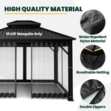 OLILAWN Gazebo Universal Replacement Mosquito Netting, 10' x 10' Outdoor Canopy Net Screen 4-Panel Sidewall Curtain, with Zippers, Easy to Install, Fit for Most Gazebo 10x10 Canopy, Black OLILAWN