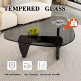 Modern Glass Coffee Table for Living Room, Mid Century Coffee Table, Small Coffee Table, Suitable for Bedroom Living Room Reception Office Tables (Black/Grey, Medium) LZYFY