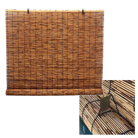 80% Blackout Roller Blinds Bamboo Screen Shades 25" 26" 27" 28" 31" 32" 33" 34" 35" 36" 40" 41" 42" 43" 44" 45" 46" 47" 49" 50" 56" 57" 72" Protective Privacy Drape Cordless Coffee (Size : 36" W x 64 WoodArtSupply