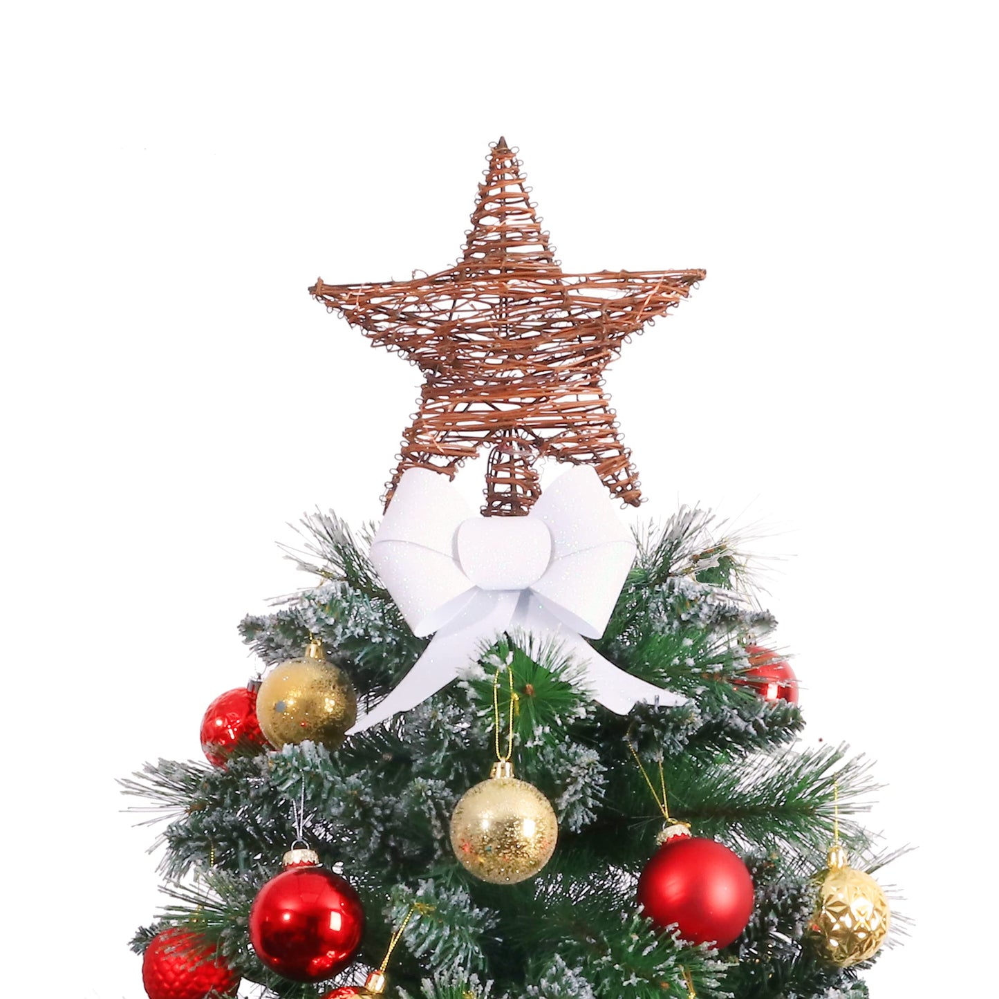 Christmas Tree Topper,Lighted Rattan Star Tree Topper with 15 LED Lights for Christmas Tree and Holiday Seasonal Decoration (Thin)