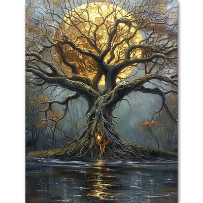 igoodom Diamond Art Kits for Adults, Tree of Life Diamond Painting Kit, Full Drill Round Tree Diamond Art Kits, DIY Gem Art and Crafts for Home Wall Decor Gift 12x16inch