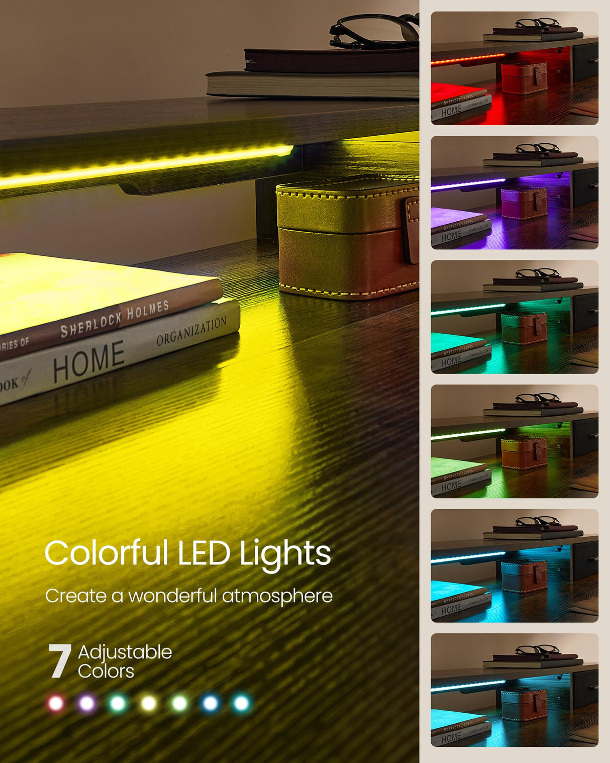 VASAGLE Electric Standing Desk with Drawers, Sit Stand Desk with Built-in Power Strip, Adjustable Height, 23.6 x 55.1 Inches, 2 Hooks, Memory Function, for Home Office, Rustic Brown ULSD184X21 VASAGLE